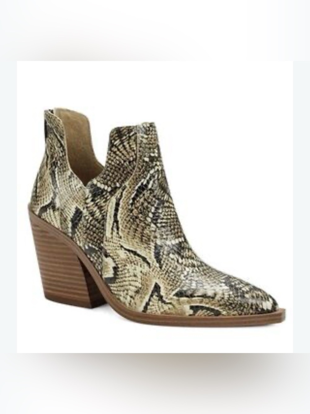 Vince Camuto Gannilla Snake Print Leather Western Booties size 8